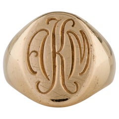Tiffany & Co. Antique 14k Yellow Gold AKM Signet Ring Wtih Inscription Rare