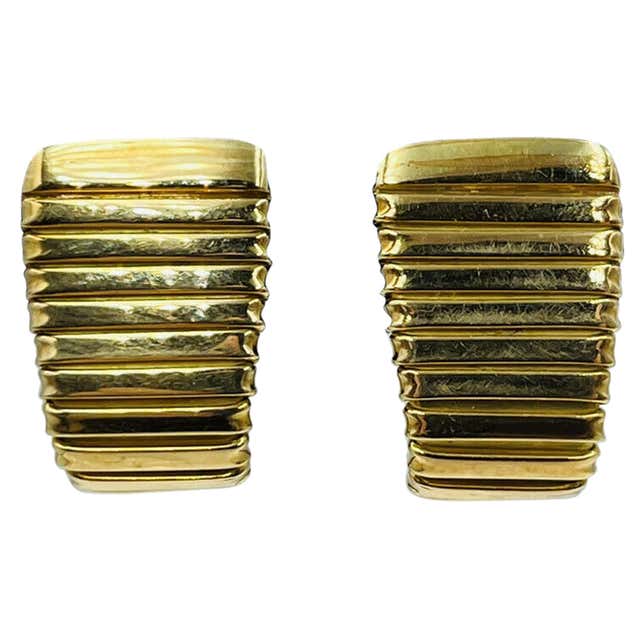 Cartier Retro 18k Yellow Gold and Lapis Button Clip on Earrings circa ...