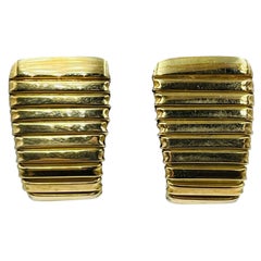 Carlo Weingrill Italy Tubogas 18k Yellow Gold Clip On Earrings Vintage Rare
