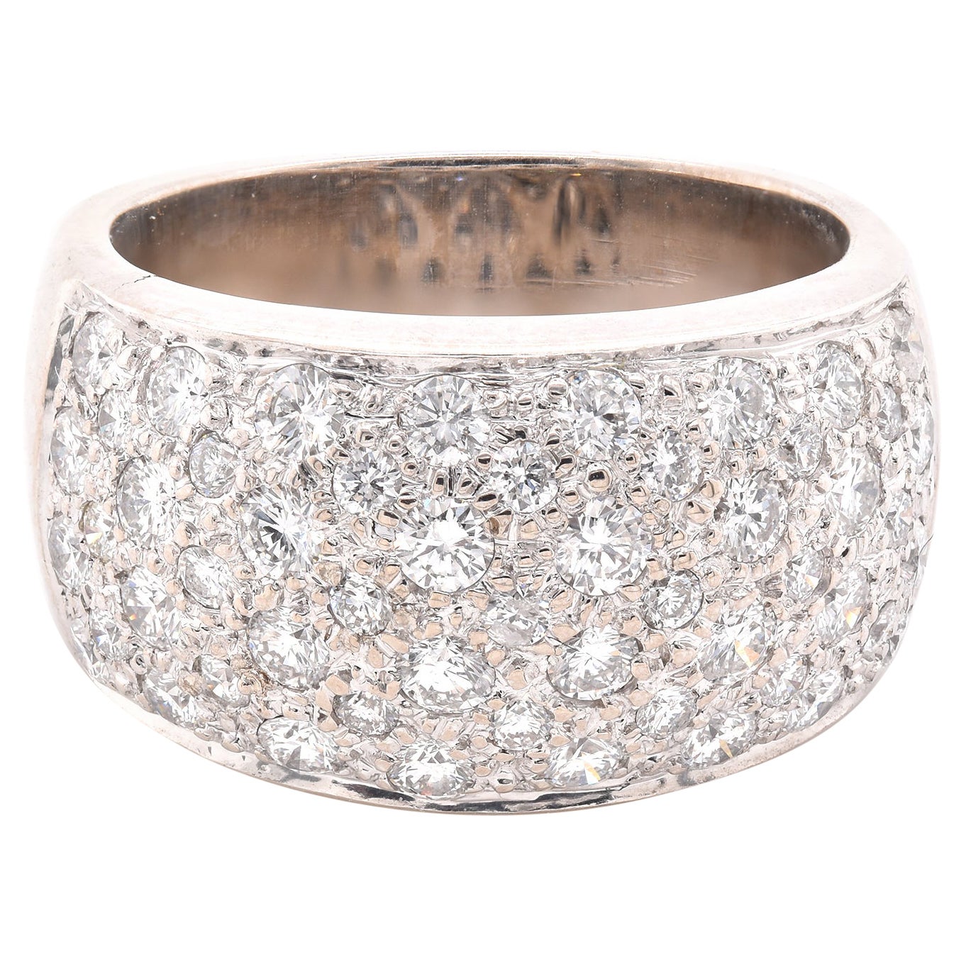 14 Karat White Gold Pave Diamond Dome Ring