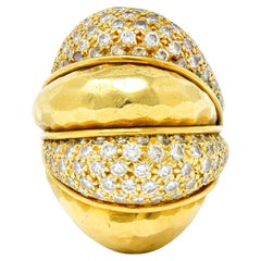 Henry Dunay 3.50 Carats Diamond 18 Karat Gold Cynnabar Statement Ring