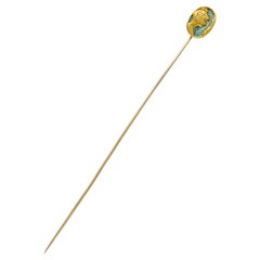 Riker Brothers Art Nouveau Plique-A-Jour 14 Karat Gold Hat Stickpin