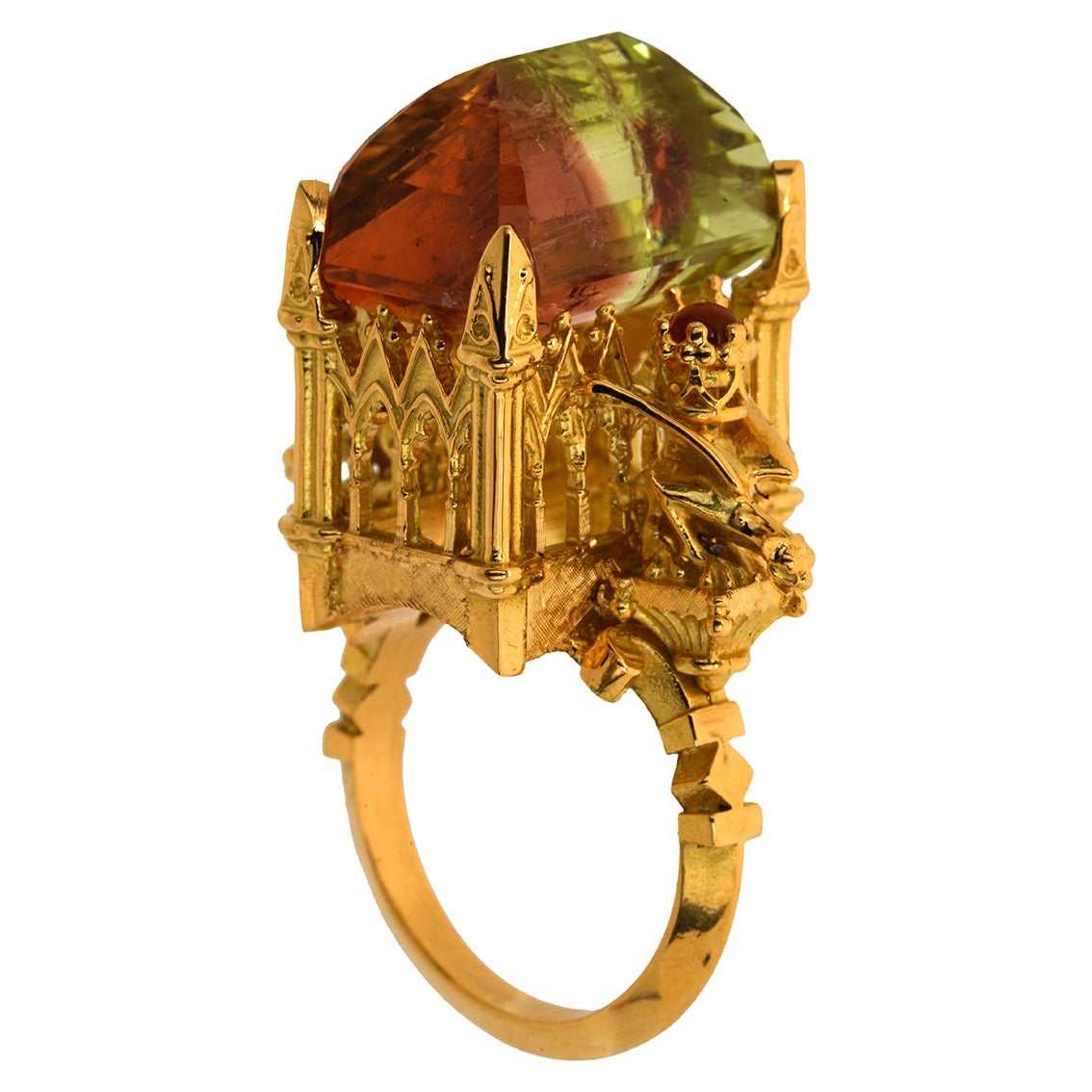 Tourmaline & Citrine gold ring 