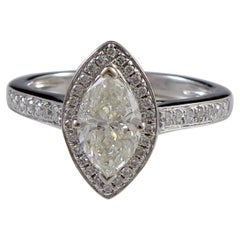 Marquise Diamond Cluster Ring with Diamond Shoulders, White Gold