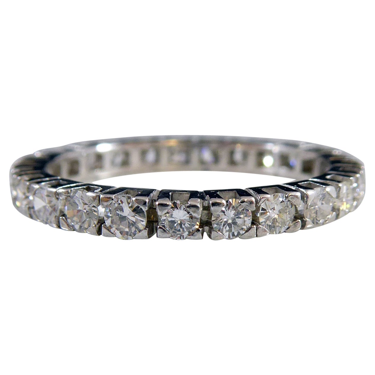 Diamond Set Full Eternity or Wedding Ring, 18ct White Gold