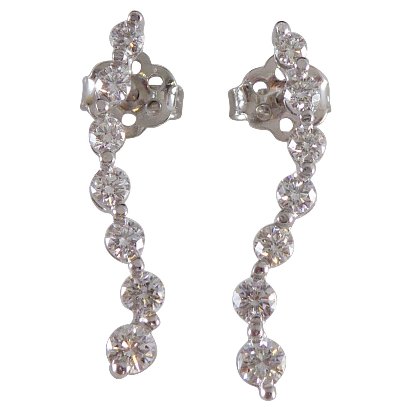 Antique Old Mine Cut Diamond 18ct Gold and Platinum Drop Earrings ...