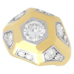 Vintage French 2.70 Carat Diamond and Yellow Gold Signet Style Ring, circa 1960