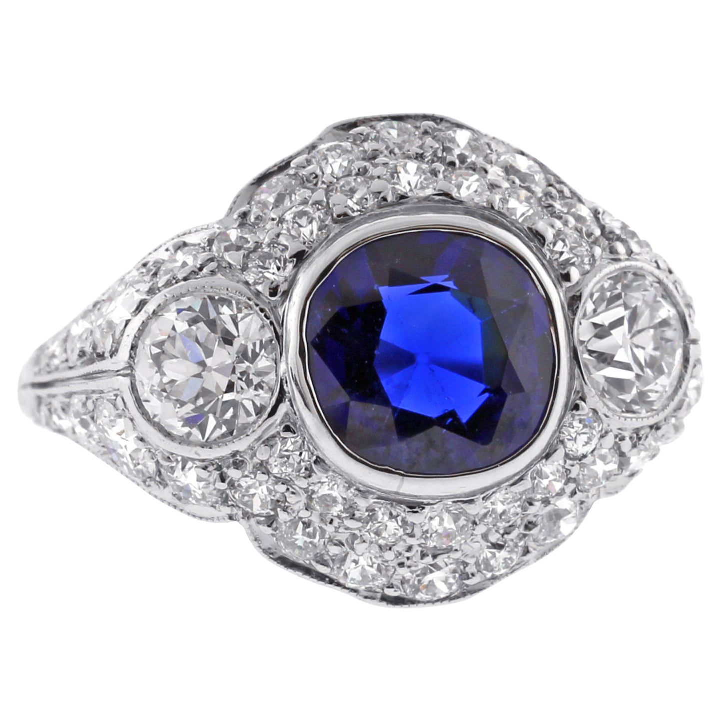 Tiffany & Co. Art Deco A.G.L Certified Sapphire and Diamond Ring
