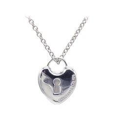 Vintage Tiffany & Co. Sterling Silver Heart Lock Pendant Necklace 