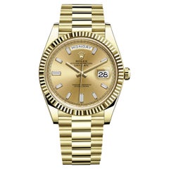 Used Rolex Day-Date Yellow Gold Champagne Baguette Diamond Dial President 228238