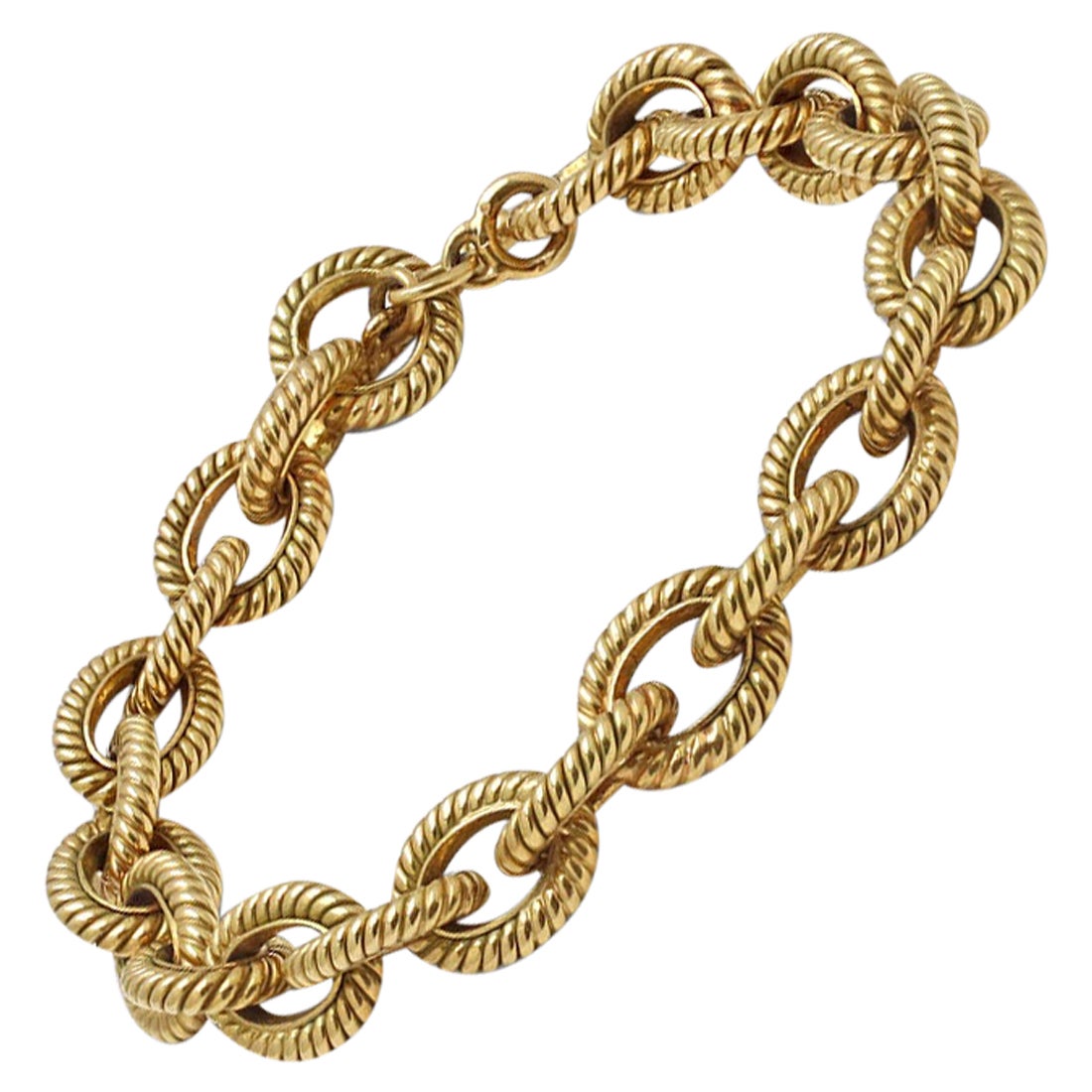 Tiffany & Co. Yellow Gold Twisted Oval Link Toggle Bracelet