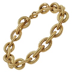 Vintage Tiffany & Co. Yellow Gold Twisted Oval Link Toggle Bracelet