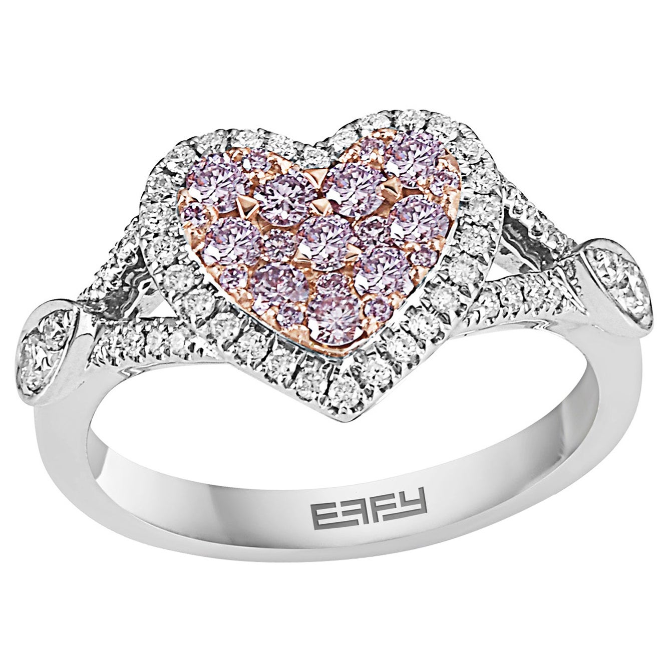 Effy 14 Karat White & Rose Gold Diamond & Pink Diamond Ring  For Sale