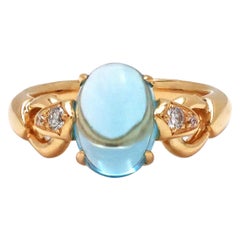 Used Bvlgari Topaz and Diamond Yellow Gold Ring