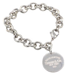 Tiffany & Co. Sterling Silver Return to Tiffany Round Charm Tag Link Bracelet