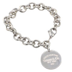 Tiffany & Co. Sterlingsilber Rückkehr zu Tiffany Rundes Charm-Tag-Gliederarmband