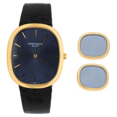 Retro Patek Phillippe Ellipse Watch and Matching Cufflinks in 18k Yellow Gold