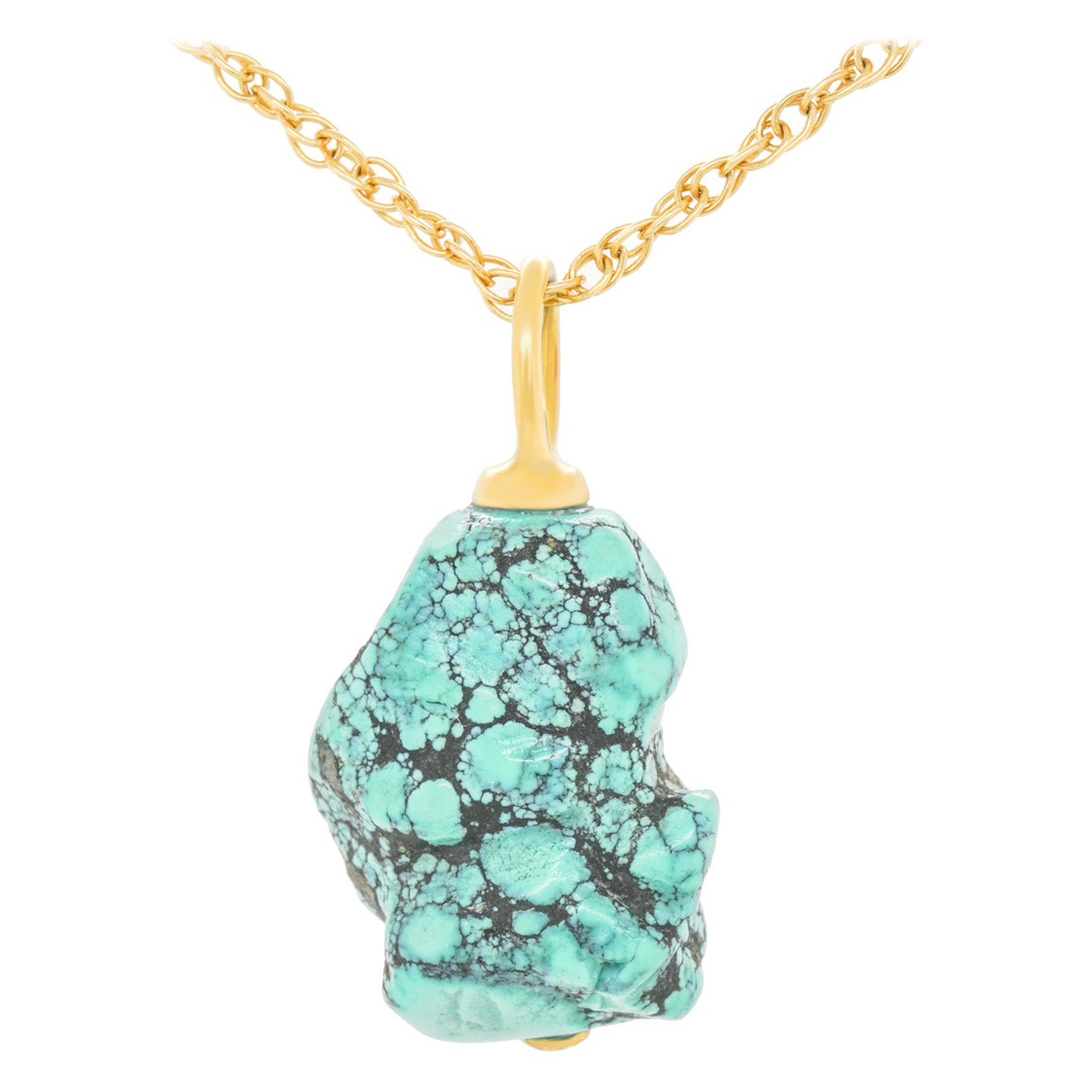 Turquoise and Gold Pendant For Sale