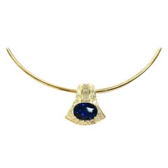3.55 Carat Blue Sapphire and Diamond Choker Necklace