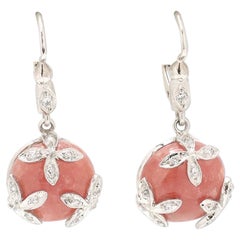 Vintage Cathy Waterman Diamond and Rhodochrosite Drop Earrings