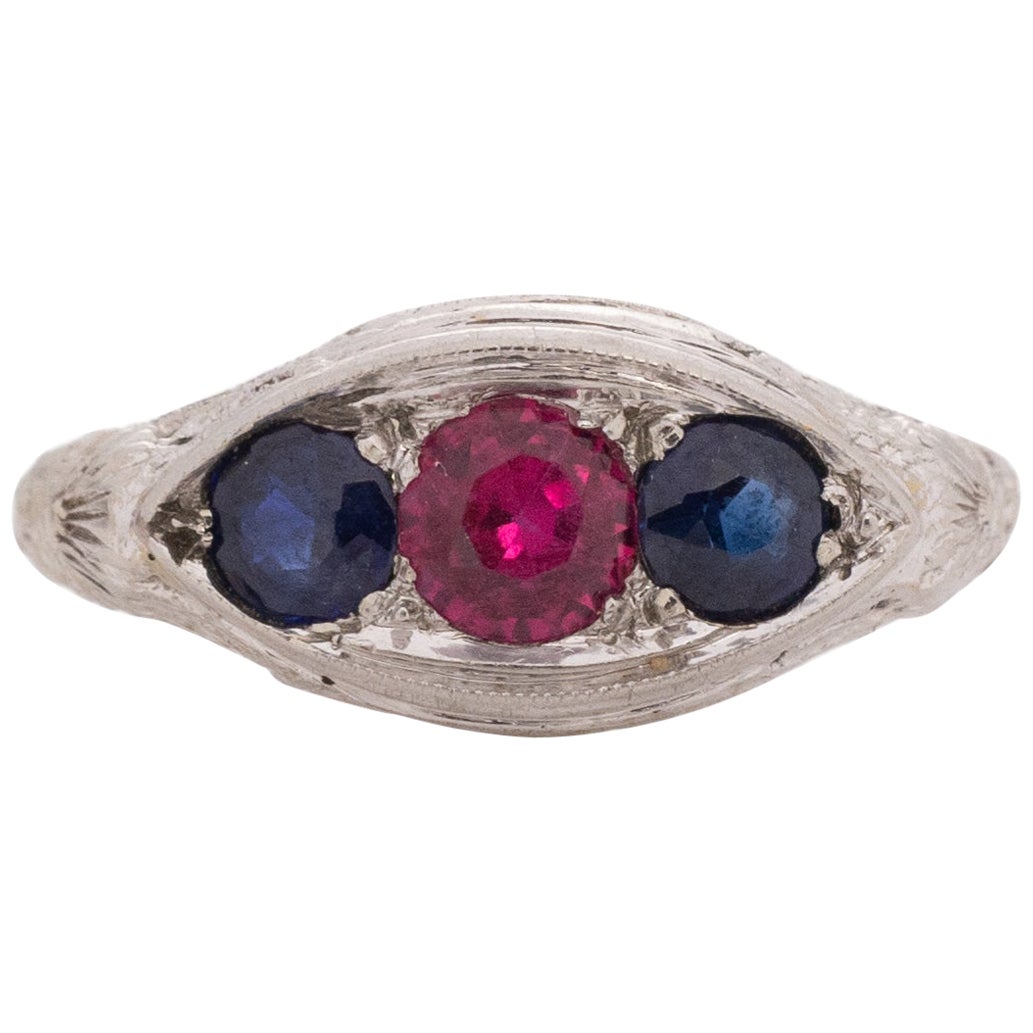 .35 Carat Art Deco Diamond 18 Karat White Gold Engagement Ring For Sale