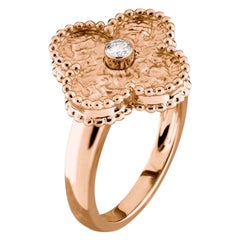 Used Van Cleef & Arpels Alhambra 18k Rose Gold Diamond Ring