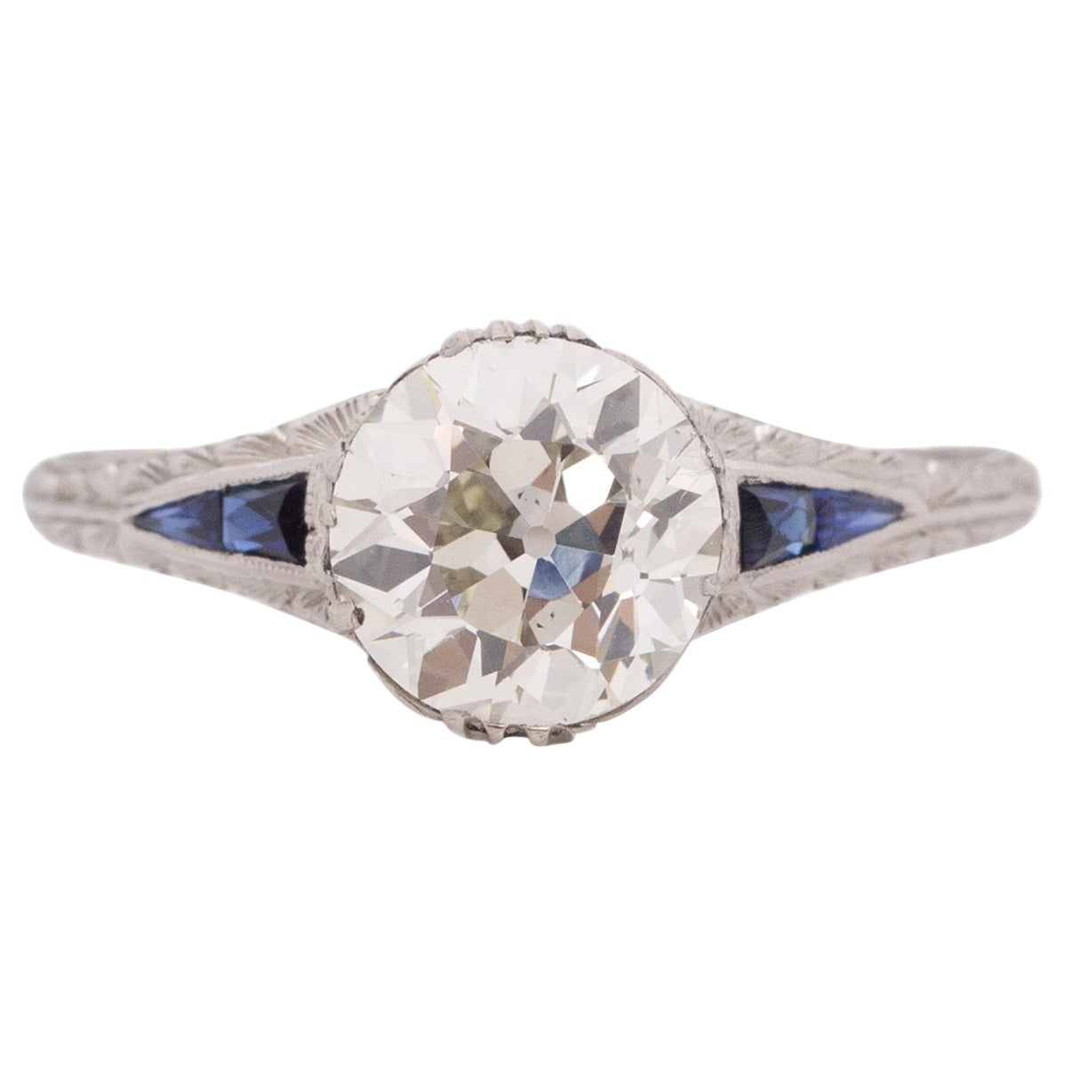 GIA Certified 2.17 Carat Art Deco Diamond Platinum Engagement Ring For Sale