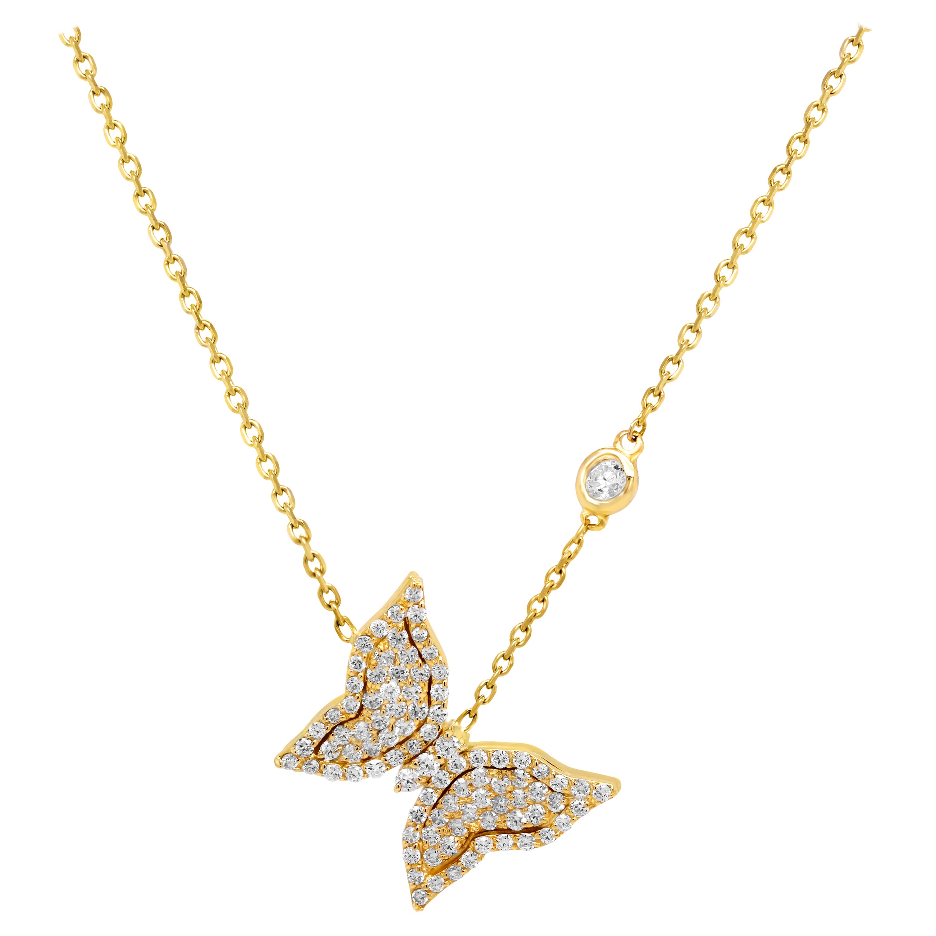 Stambolian Collier pendentif papillon en or jaune 18 carats et diamants