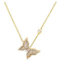 Stambolian 18 Karat Yellow Gold Diamond Butterfly Pendant Necklace