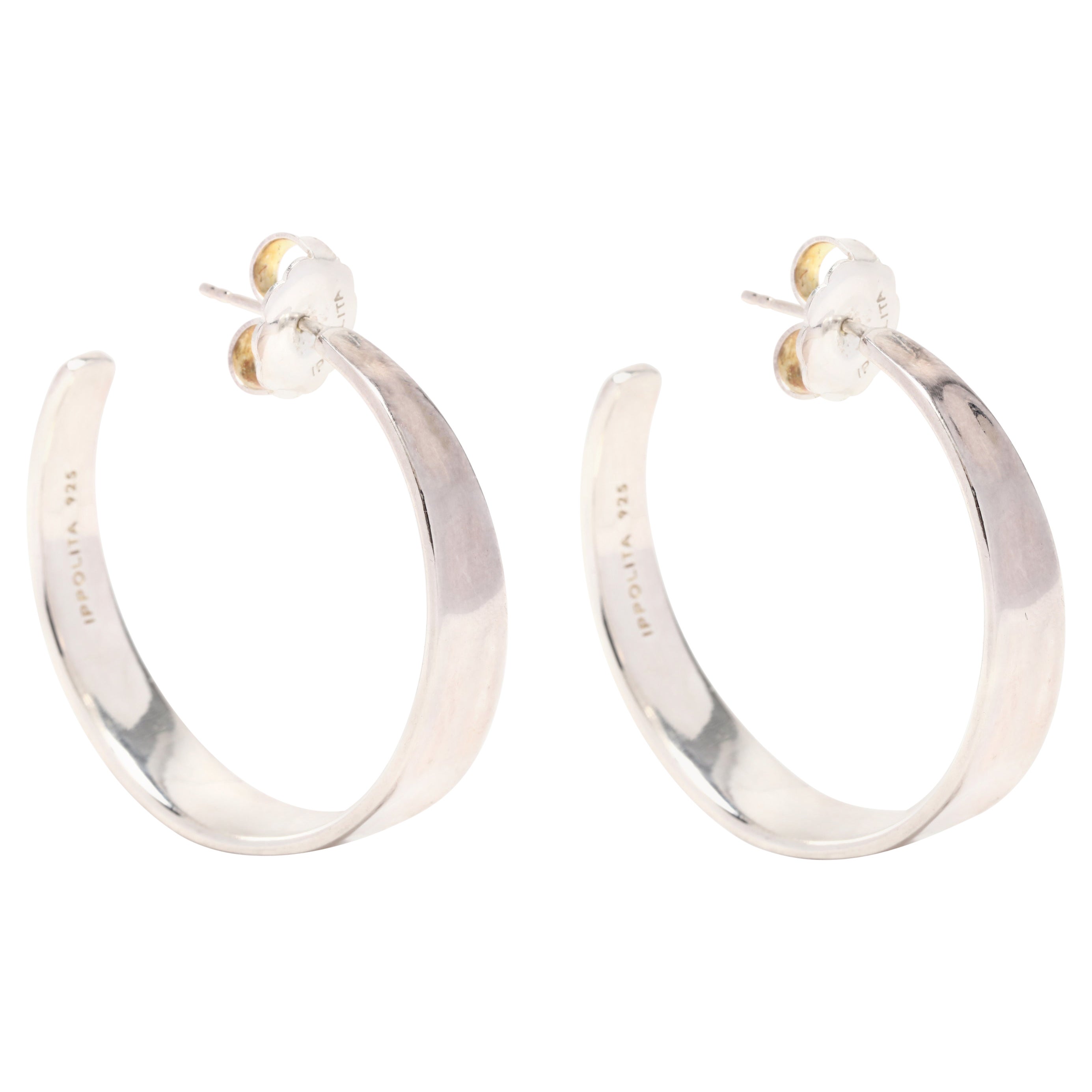 Ippolita SS Flat Tapered Hoop Earrings