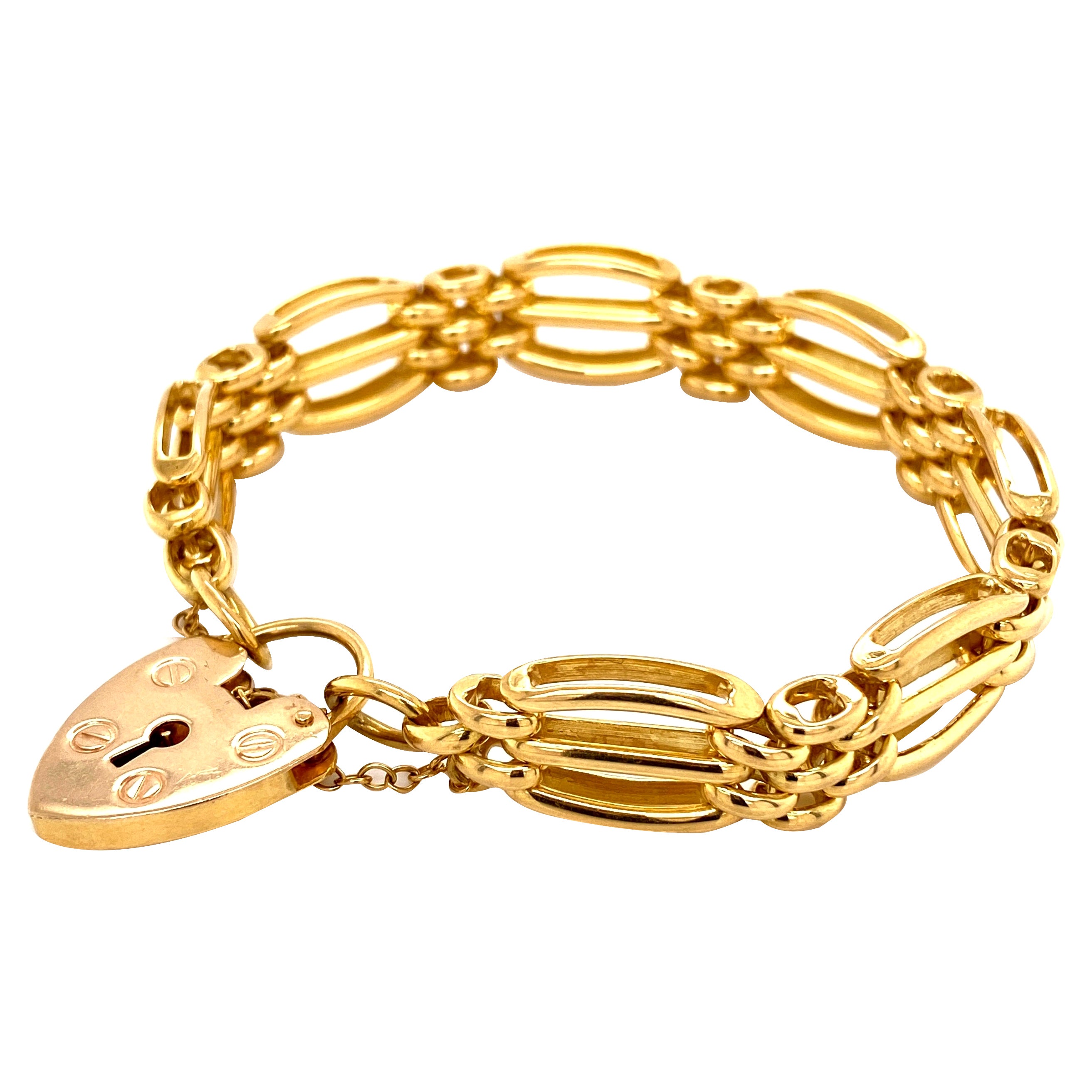 Textured Gold Link Bracelet Vintage 9 Karat Yellow Gold Fine Jewelry at ...