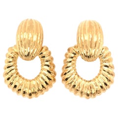 Pair of 18 Karat Yellow Gold Doorknocker Earrings