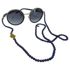Lapis Lazuli Beads Sunglasses Chain with Hamsa Hand Charm