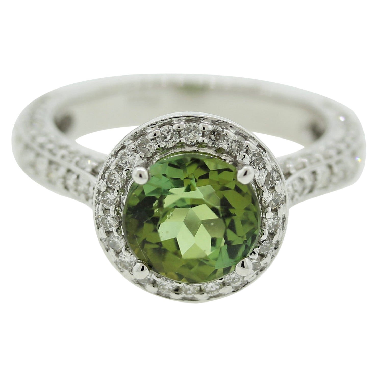 Green Tourmaline Diamond Gold Ring