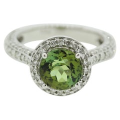 Green Tourmaline Diamond Gold Ring