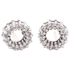 Roberto Coin 18 Karat White Gold Diamond Circle Stud Earrings
