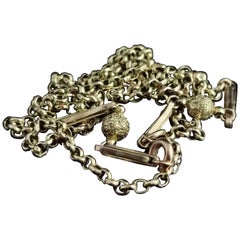 Antique 9 Karat Yellow Gold Fancy Link Chain Necklace, Edwardian