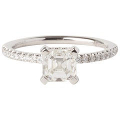 Platinum 1.28ct Asscher Diamond Solitaire Engagement Ring