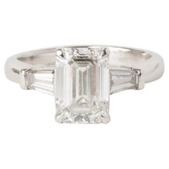 Platinum 2.64ct Emerald Diamond Three Stone Engagement Ring
