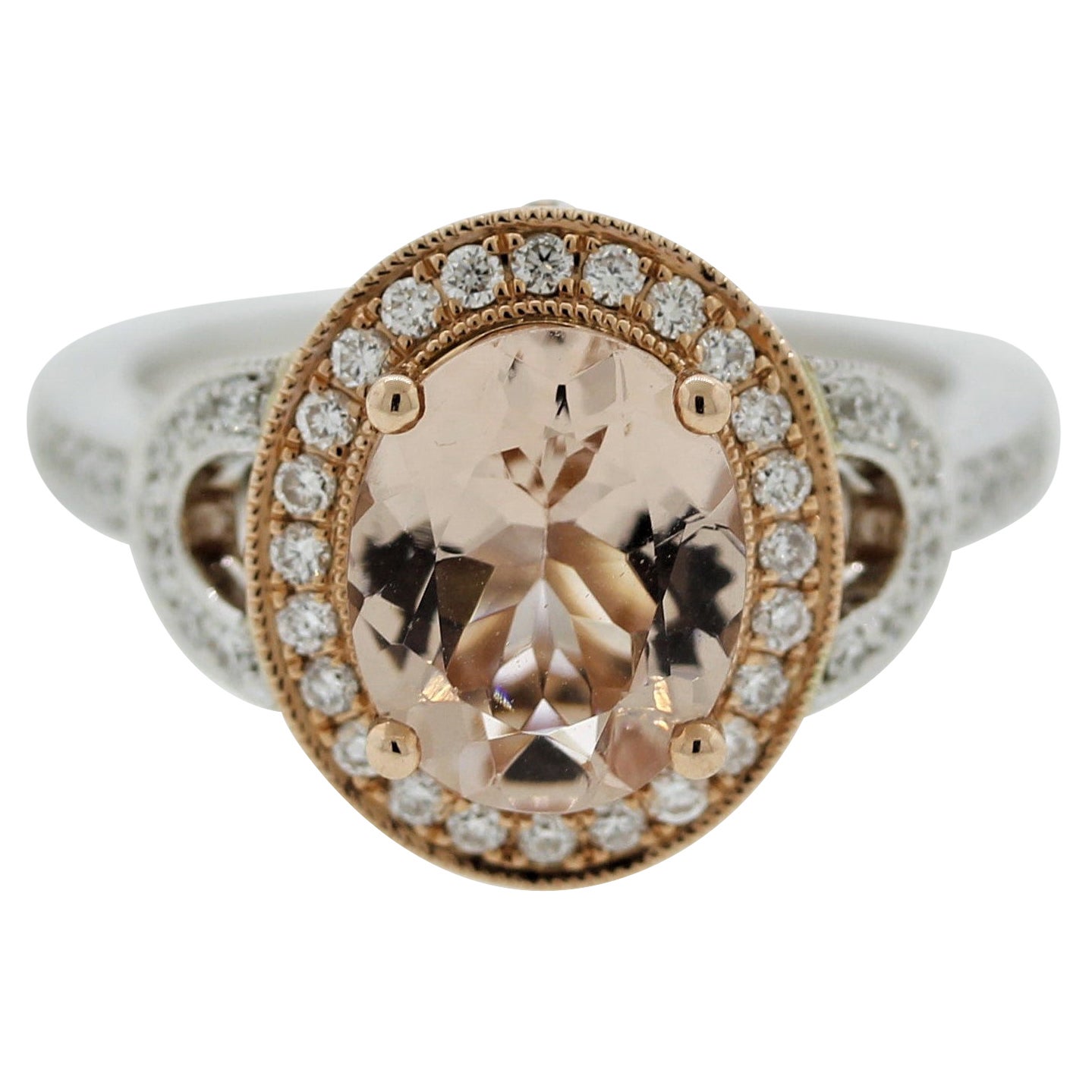 Morganite Diamond Two-Tone Gold Ring