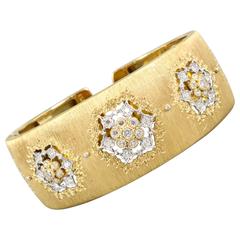 M. Buccellati Diamond Gold Cuff Bracelet 