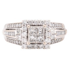 10 Karat White Gold Quadset Diamond Engagement Ring