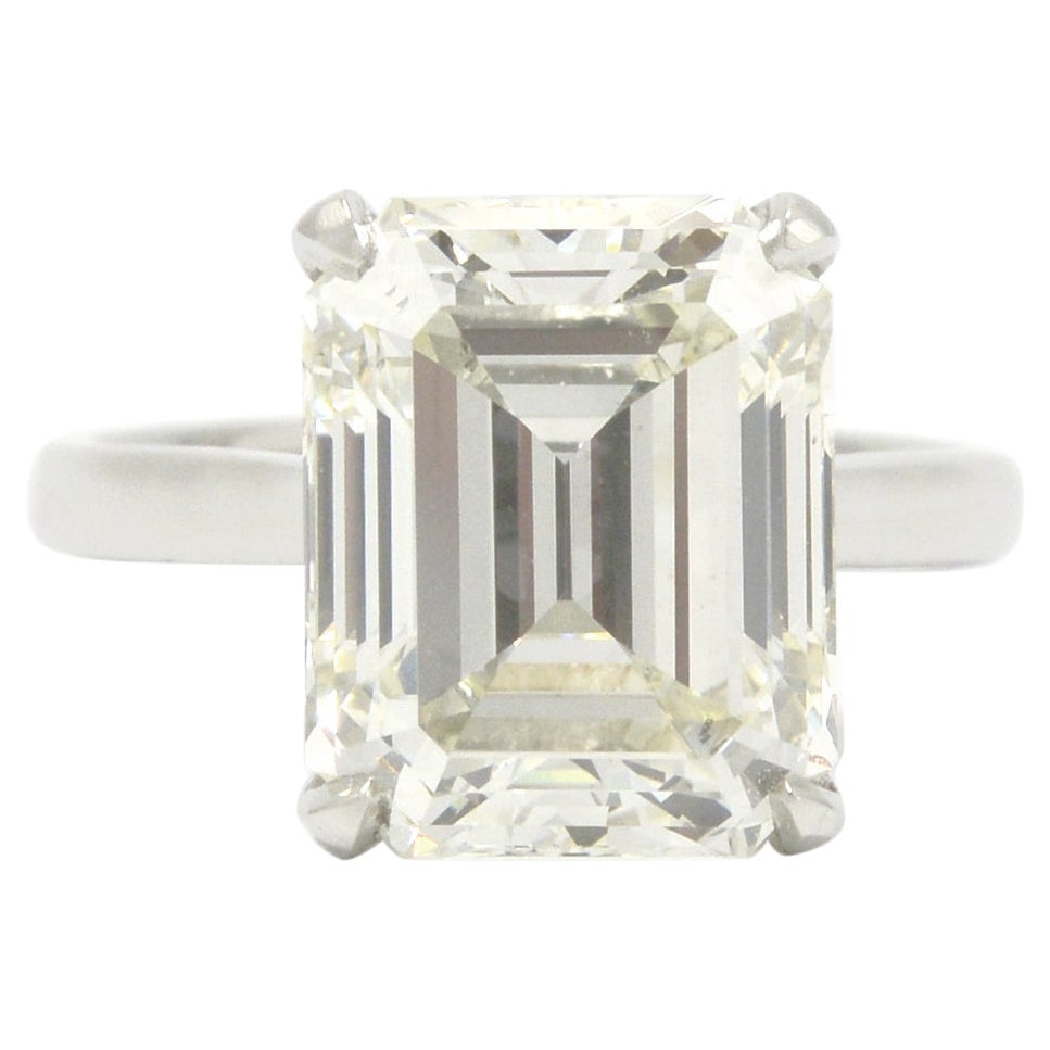 Giant GIA 8 Carat Emerald Cut Diamond Engagement Ring Platinum Large Solitaire