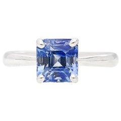 2.48 Carat Blue Sapphire Solitaire Ring 18k Solid White Gold