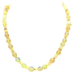 Golden Opal Beaded Necklace with 14k Gold Accents