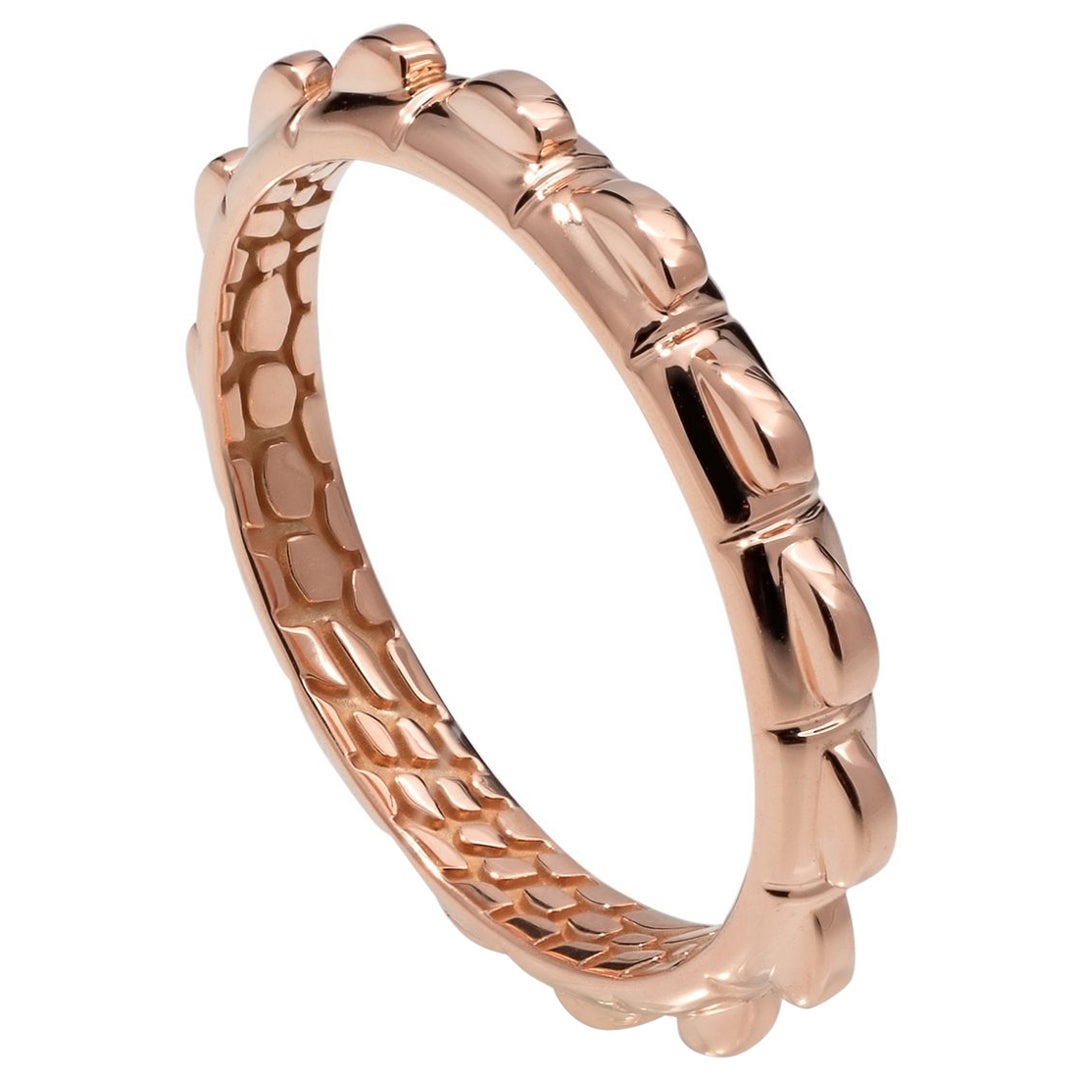For Sale:  Spiked Croc Tail Stacker Ring in 18ct Rose Gold with filigree  2