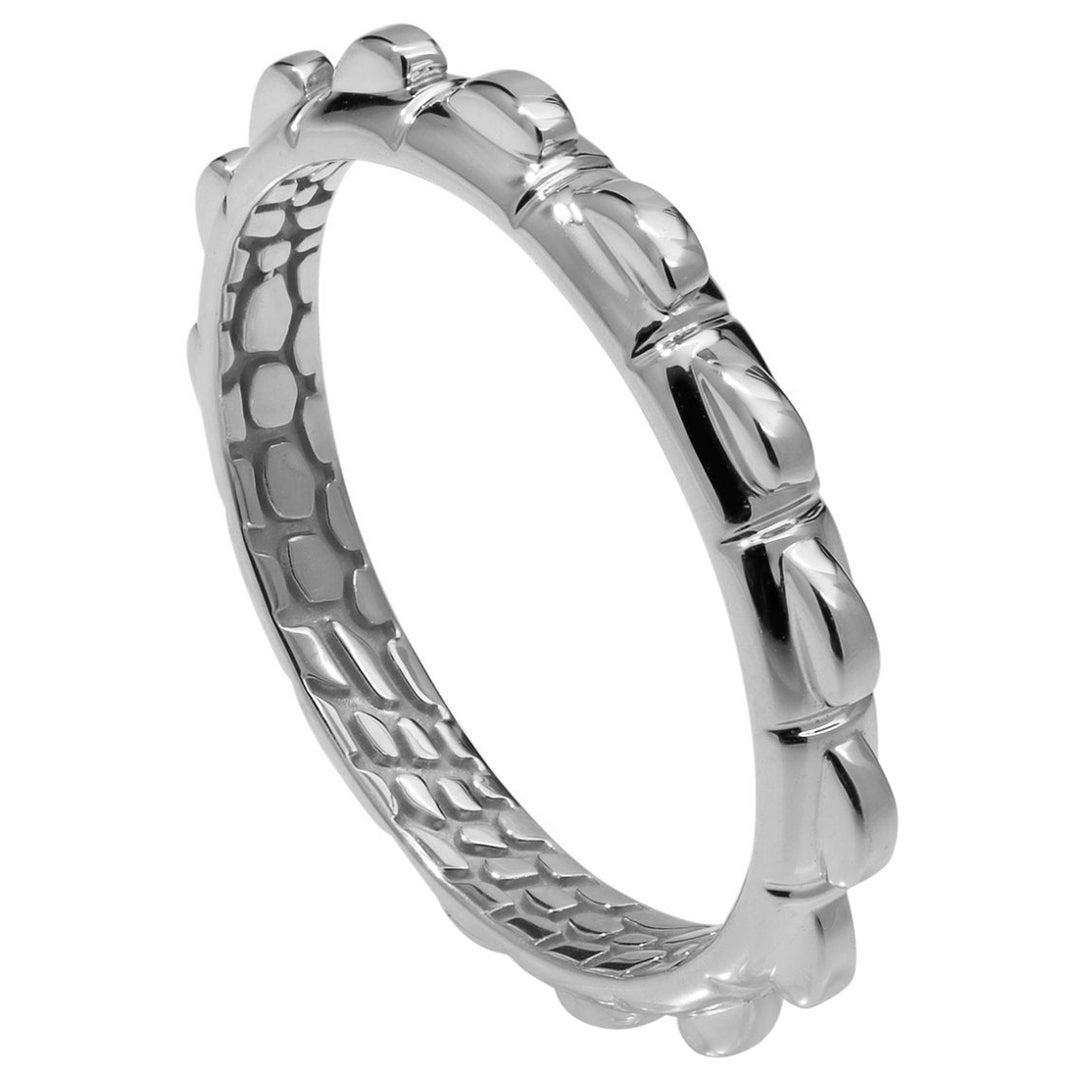 Spiked Croc Tail Stacker Ring in 18ct White Gold with filigree 