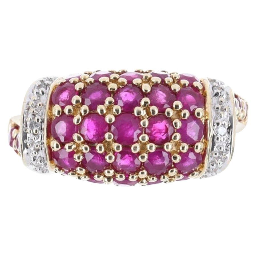 1.58tcw 14K Natural Ruby & Diamond Cluster Ring
