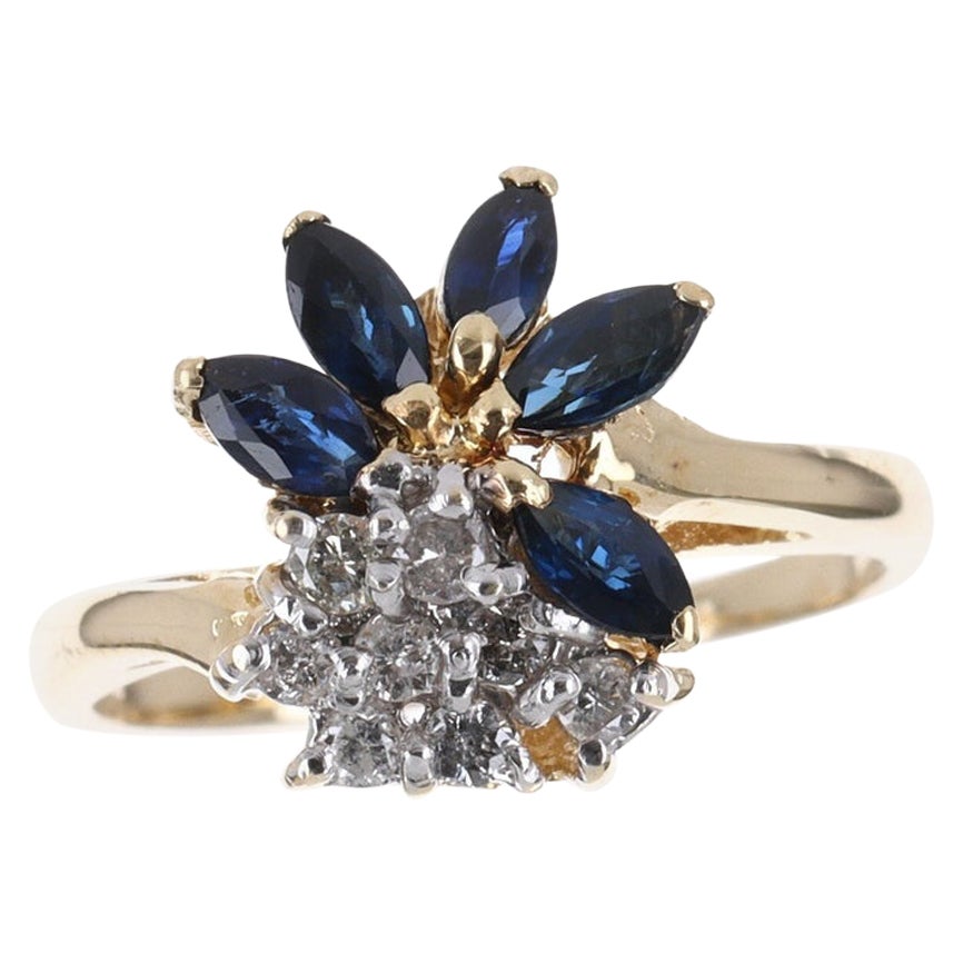 0,53tcw 14K Marquise Saphir & Diamant Dainty Vintage Ring im Angebot