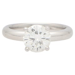 Certified 1.54ct Round Cut Diamond Solitaire Ring Set in Platinum